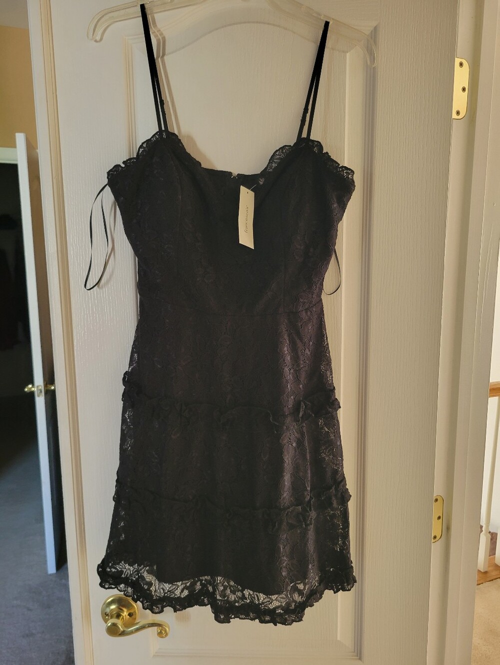 Francescas Black Lace Mini Dress M NWT Tiered Coquette Whimsygoth Cocktail Party